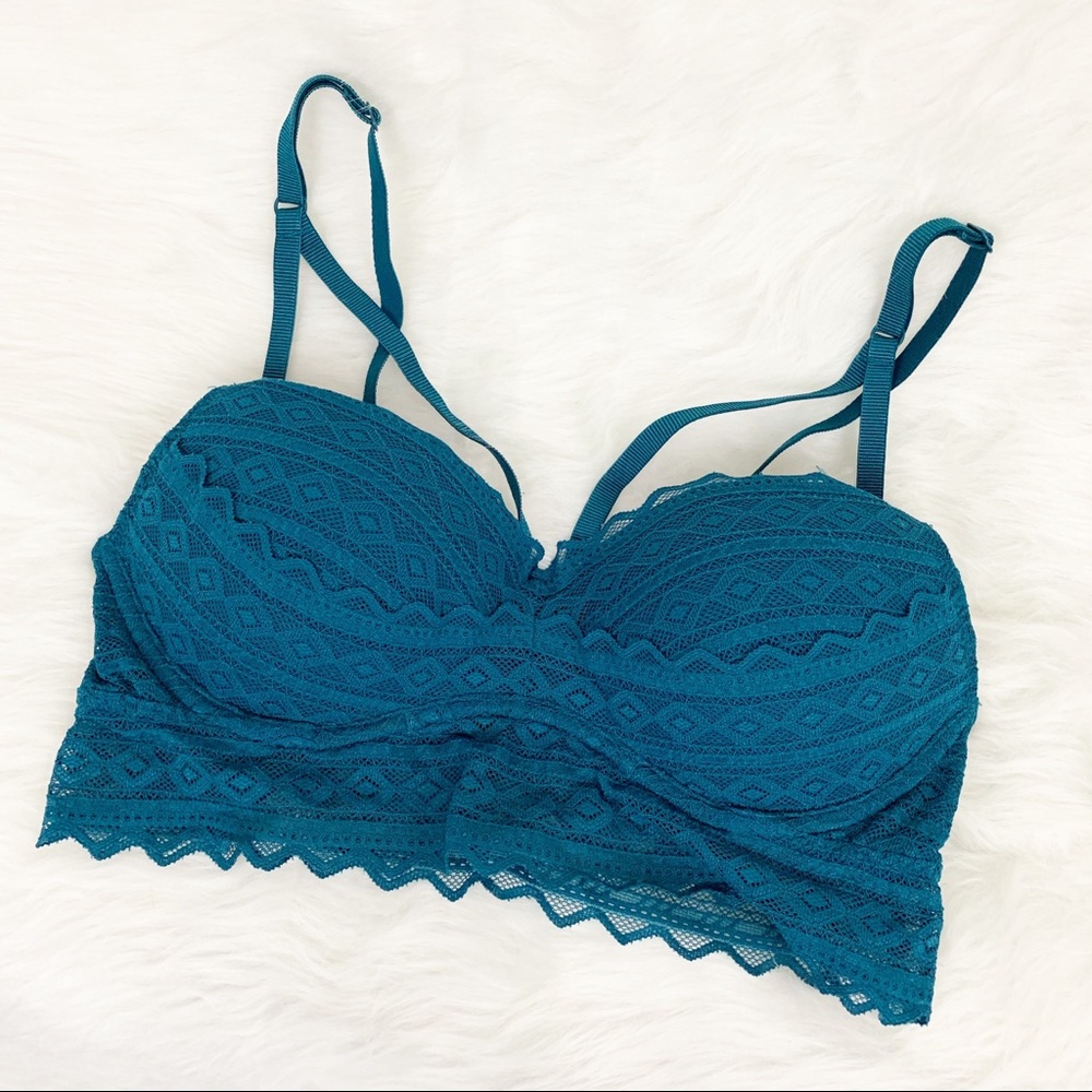 VS PINK | turquoise strappy lace bralette (S)